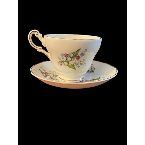 VTG Regency English Bone China Lily of Valley Floral Tea Cup & Saucer Gold Trim - Picture 6 of 9